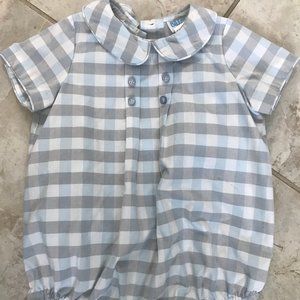 Blue Boy's Checkered Bubble Suit